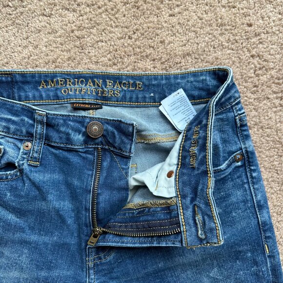 American Eagle Jeans Mens 28x29 Slim Straight Blue Light Wash Denim Mid Rise - Picture 4 of 14